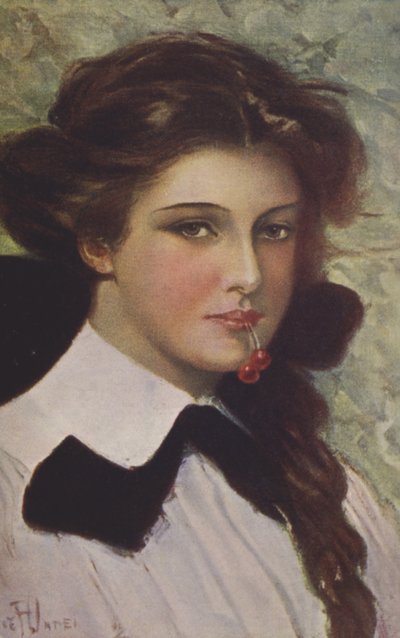 Ragazza con ciliegie in bocca da Clarence F. Underwood