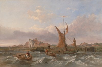 Una chiatta del Tamigi con vento in poppa al largo del forte di Tilbury da Clarkson Stanfield