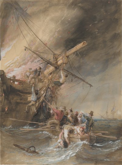 Incendio in mare, 1820-46 da Clarkson Stanfield