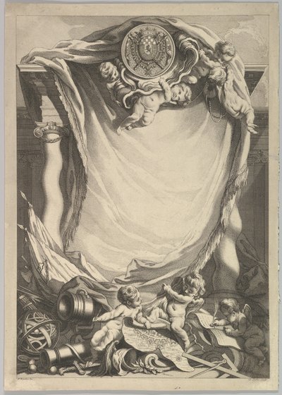 Cornice per una tavola di dedica, XVIII secolo da Claude Augustin Duflos