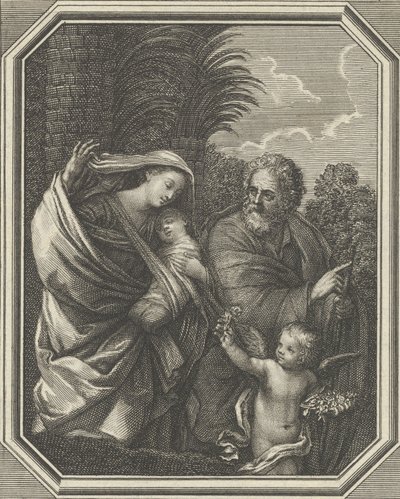 La Fuga in Egitto, la Sacra Famiglia che Cammina con il Giovane Giovanni Battista, ca. 1720-86 da Claude Augustin Duflos