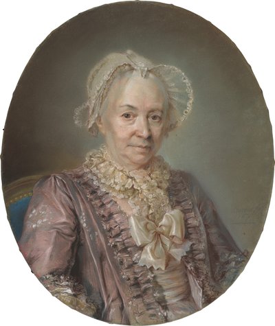 Signora anziana in un vestito di seta malva da Claude Bornet