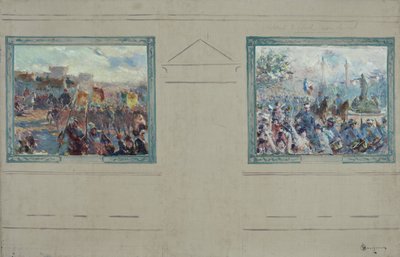 Schizzo per il municipio del 12° arrondissement di Parigi: Rivista militare. Sfilata in Place de la Nation da Claude Charles Bourgonnier