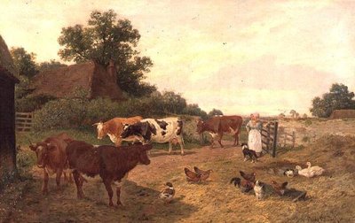 Scena di una fattoria del Kent, tempo di mungitura da Claude Clark