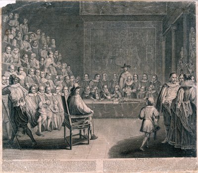 Processo di Re Carlo I, Palazzo di Westminster, c. 1725 da Claude Dubosc