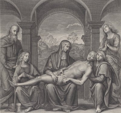 Cristo nel sepolcro, riposando sulle ginocchia della Vergine, dopo Perugino da Claude Duflos