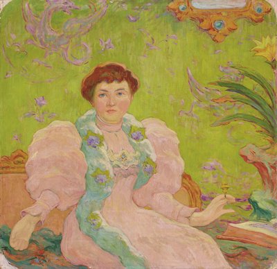 Giovane donna in abito rosa da Claude Emile Schuffenecker