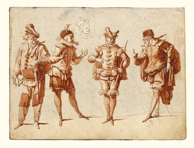 Quattro figure in costume teatrale da Claude Gillot