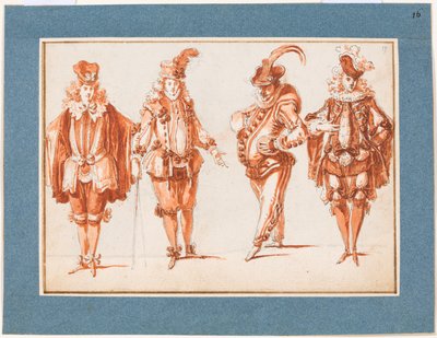 Vier Kostümfiguren da Claude Gillot