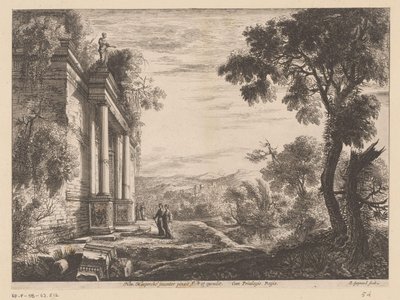 Paesaggio con figure davanti a una rovina antica da Claude Goyrand