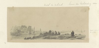 Paesaggio con canale, pescatori e lattaio da Claude Henri Watelet (possibly)