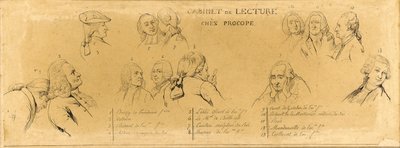 Figure principali da "Voltaire nella sala di lettura al Procope" da Claude Jacquand
