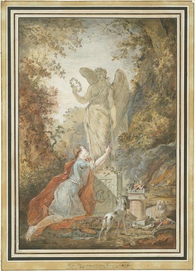 Un Artista che Adora una Statua della Virtù da Claude Jean Baptiste Hoin