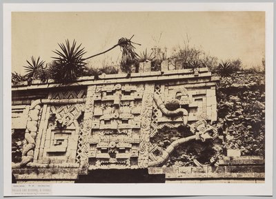 Palazzo delle Monache a Uxmal (dettaglio della facciata del serpente) da Claude Joseph Désiré Charnay