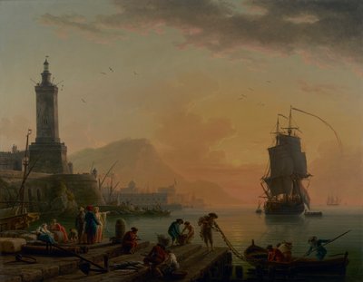 Porto del Mediterraneo. Calma di vento, quiete serale da Claude Joseph Vernet