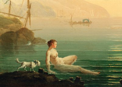 Ragazze che fanno il bagno in riva al mare... (dipinto su tela) da Claude Joseph Vernet