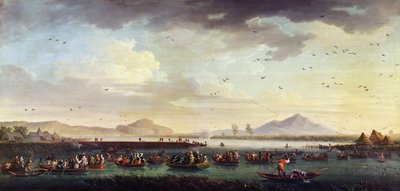Carlo III di Borbone, Re di Spagna e del Regno delle Due Sicilie a caccia di anatre al lago di Patria nel 1746, 1749 da Claude Joseph Vernet