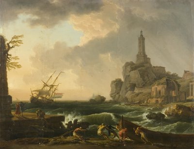 Faro di Genova e il Tempio di Minerva Medica da Claude Joseph Vernet