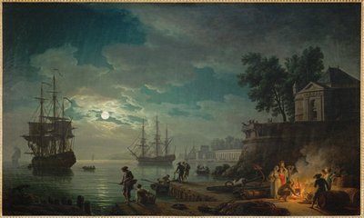 Di notte, un porto illuminato dalla luna ... da Claude Joseph Vernet