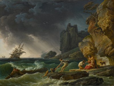 Mare tempestoso con naufragio, 1780 da Claude Joseph Vernet