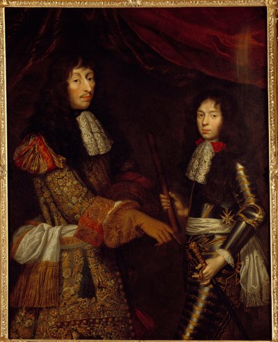 Ritratto di Luigi II Principe di Borbone (Bourbon-Conde) (1621-1686) noto come il Gran Condé e suo figlio Enrico Giulio Duca di Enghien (1643 - 1709) da Claude Lefebvre