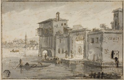 Edifici accanto alla laguna da Claude Lorrain