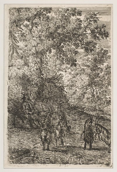 Quattro capre (sezione sinistra di Le capre) da Claude Lorrain