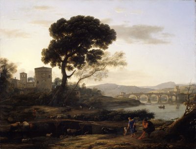 Paesaggio vicino a Roma con vista del Ponte Molle, 1645 da Claude Lorrain