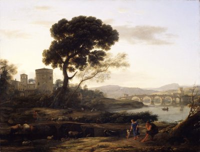 Paesaggio vicino a Roma con vista del Ponte Molle da Claude Lorrain