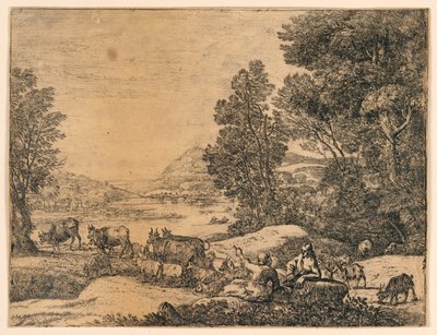 Pastore e pastorella che conversano in un paesaggio da Claude Lorrain