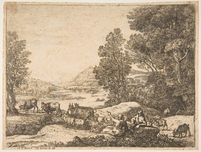Pastore e pastorella che conversano in un paesaggio, ca. 1651 da Claude Lorrain