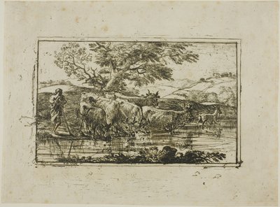 Il gregge al luogo di abbeveraggio da Claude Lorrain
