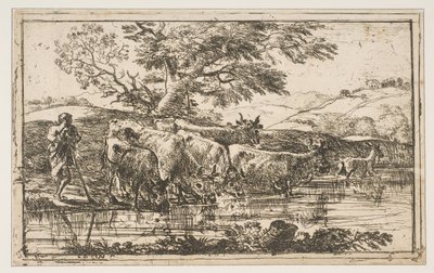 Il gregge al luogo di abbeveraggio, 1635 da Claude Lorrain