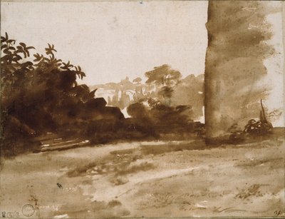 Vista di Arbusti con un Muro a destra, c1640 da Claude Lorrain