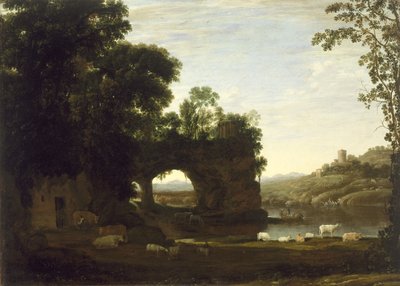 Paesaggio con un arco di roccia e fiume da Claude Lorrain