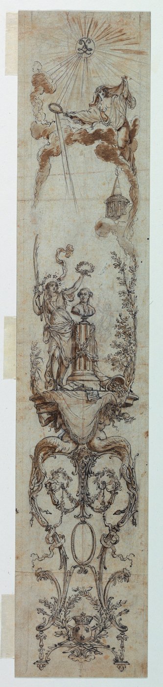 Disegno, Progetti per pannelli dipinti con la Fortuna e Jacques Necker, 1788-90 da Claude Louis Desrais