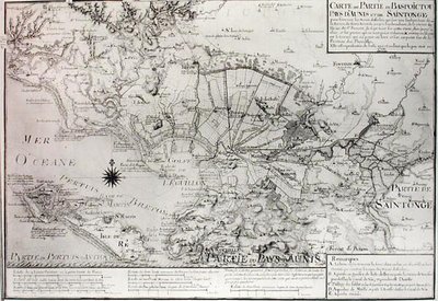 Atlante 131 H f.42 Mappa di Bas Poitou, Aunis e Saintonge con le paludi della Baia di Aiguillon nel 1716 da Claude Masse