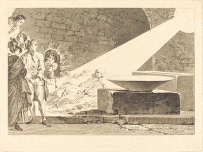 Fragonard e Bergeret con le loro mogli in visita a una tomba a Pompei da Claude Mathieu Fessard after Jean Honoré Fragonard