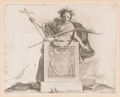 Figura allegorica con lo stemma della famiglia Potier da Claude Mellan