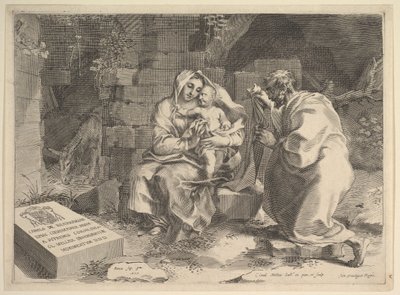 Sacra Famiglia durante la fuga in Egitto da Claude Mellan