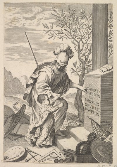 Minerva istruisce il Delfino, 1640 da Claude Mellan