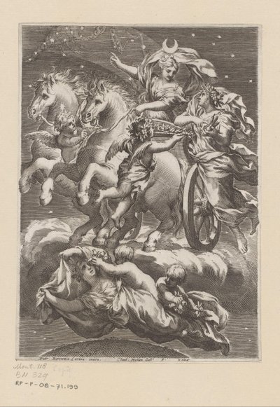 Personificazione della Luna sul suo carro da Claude Mellan