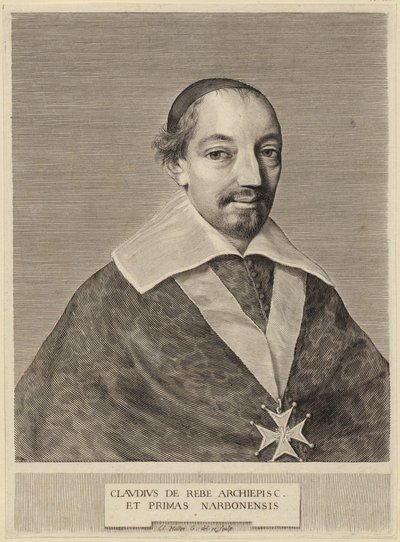 Ritratto di Claude de Rebé, arcivescovo di Narbona da Claude Mellan