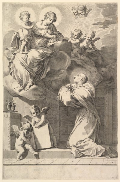 San Bernardo inginocchiato davanti alla Vergine e al Bambino, 1640 da Claude Mellan