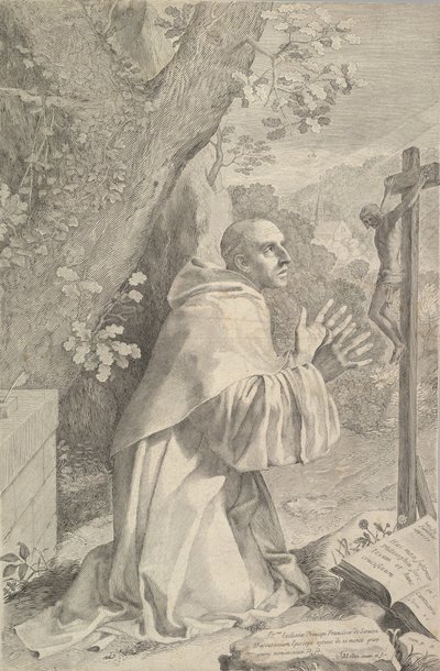 San Bernardo inginocchiato davanti a un crocifisso, ca. 1655 da Claude Mellan