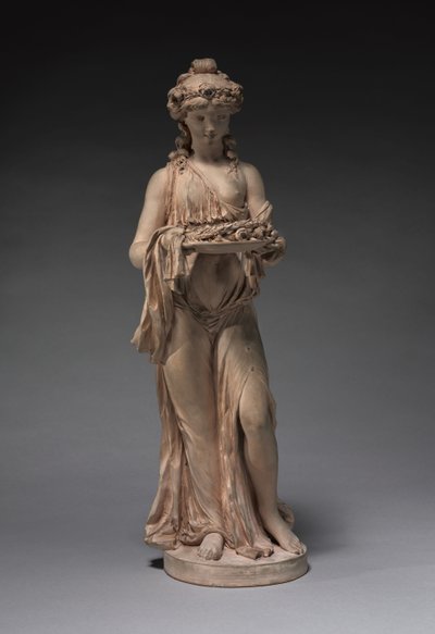 Giovane ragazza che porta una ghirlanda di rose su un piatto da Claude Michel Clodion
