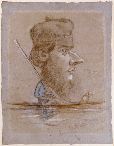 Un cacciatore e il suo cane su una barca, c.1858-59 da Claude Monet