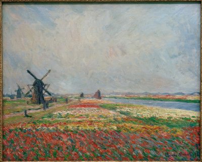 Campi di fiori e mulini vicino a Leida da Claude Monet