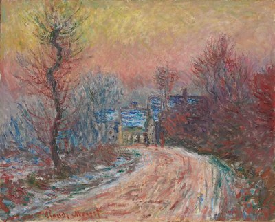 Ingresso a Giverny in inverno, tramonto da Claude Monet