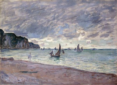 Barche da pesca davanti alla spiaggia e alle scogliere di Pourville, 1882 da Claude Monet